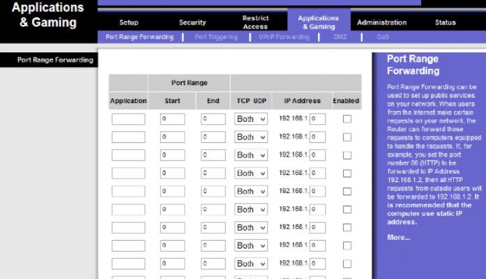 Multiple port forwarding setup